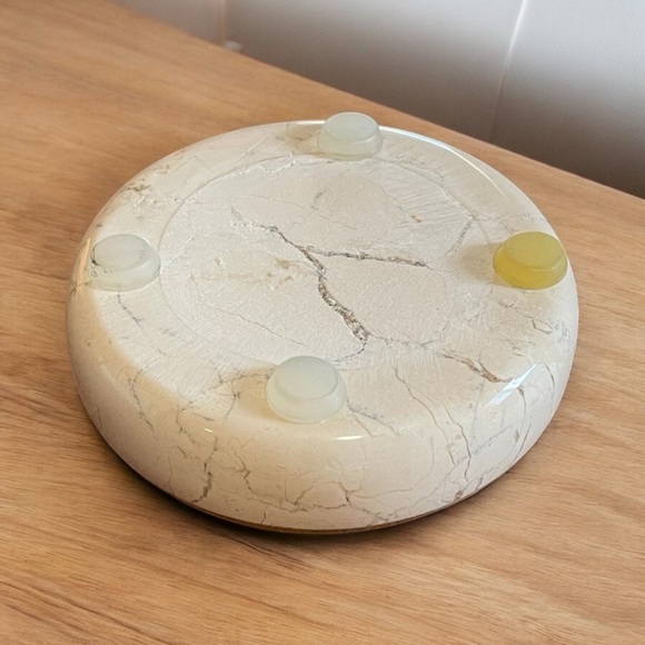 Marble/Stone Decorative Shallow Trinket/Key/Ring Bowl in Cream/Gold/pinks - Picture 3 of 6